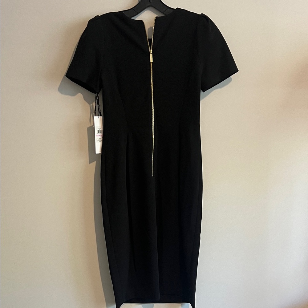 Calvin Klein Black Midi Dress with Short Sleeves - Picture 3 of 3